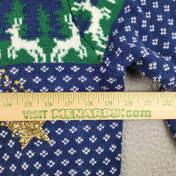 Holiday Time Ugly Christmas Sweater Unisex Medium AOP Howling Wolf Moon Winter - Picture 7 of 12